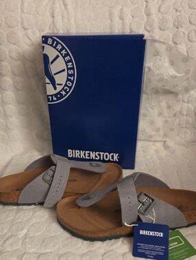 Birkenstock Men’s Gray Slide Sandals with Buckle